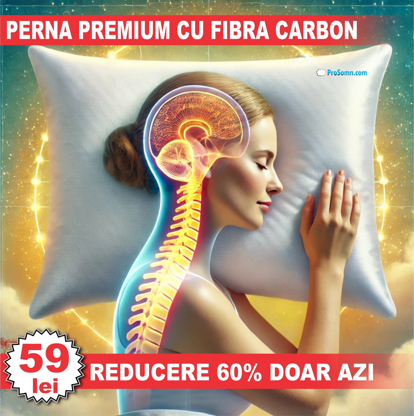 Perna CervicaLite Fibra Carbon 50x70cm