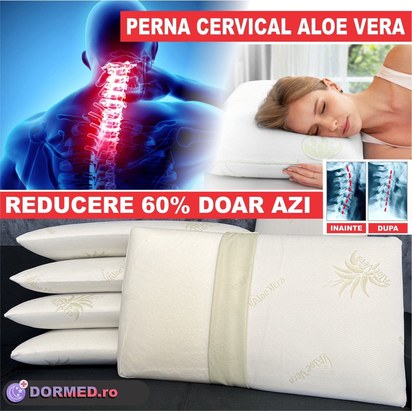 PERNA CERVICAL ALOE VERA DIN SPUMA CU MEMORIE
