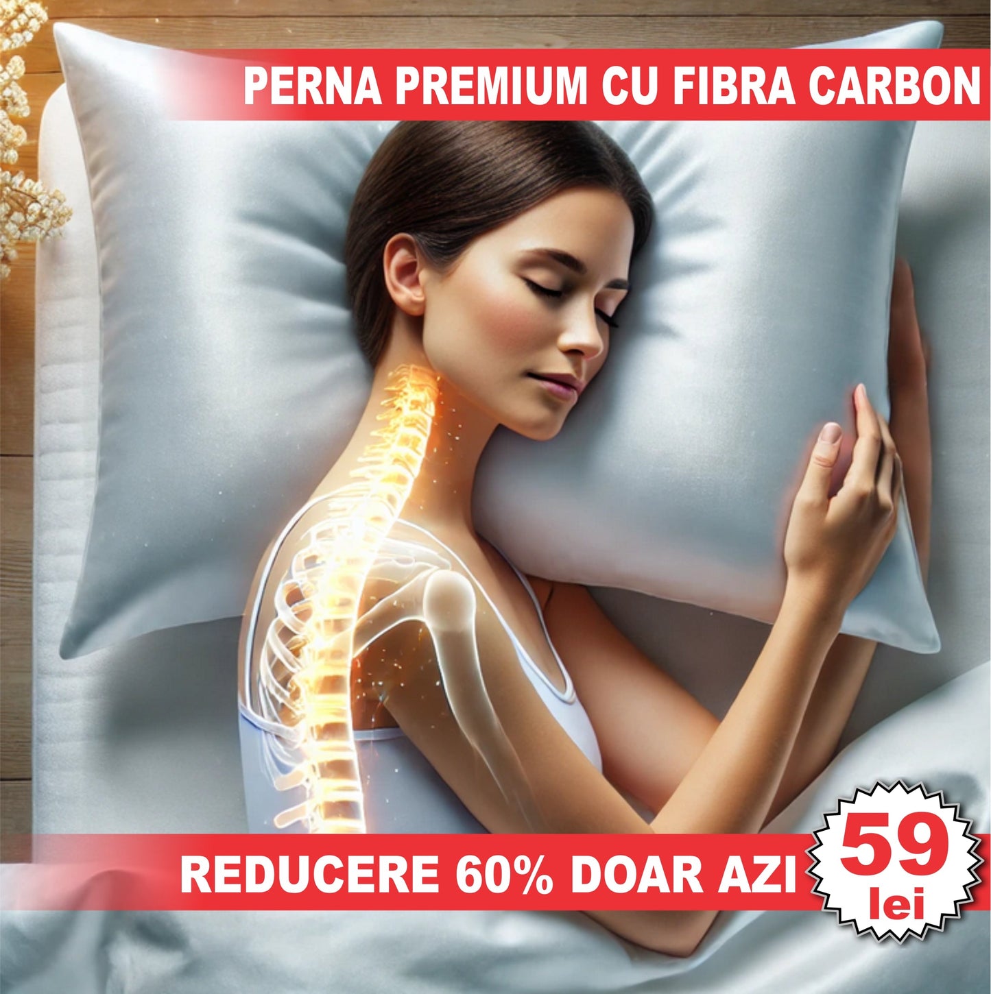 Perna CervicaLite Fibra Carbon 50x70cm